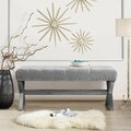 Comfortcorrect Kennedy Velvet Button Tufted Silver Nailhead Trim X-Leg Bench - Light Grey CO3655731